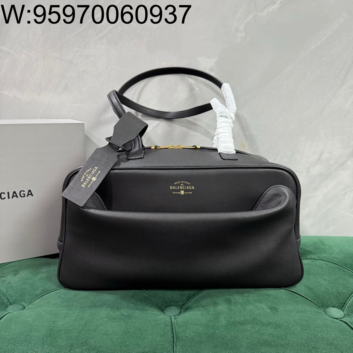 [dxg] 발렌시아가 캐리 라지 볼링백 블랙 35.8*18.7*16.5cm