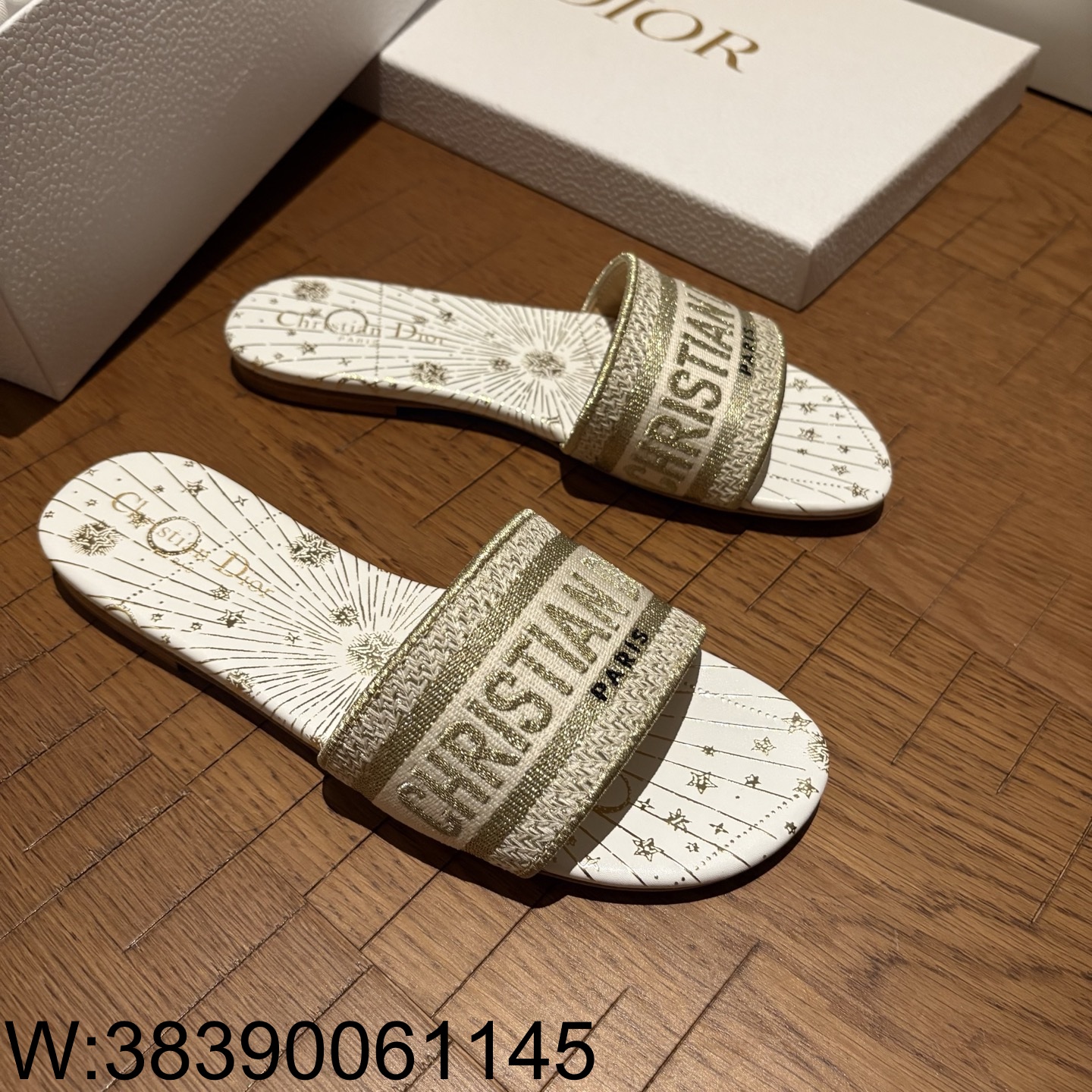 [QR 5009] 디올 디 웨이 Dior Jardin d'Hiver 뮬 슬리퍼 골드